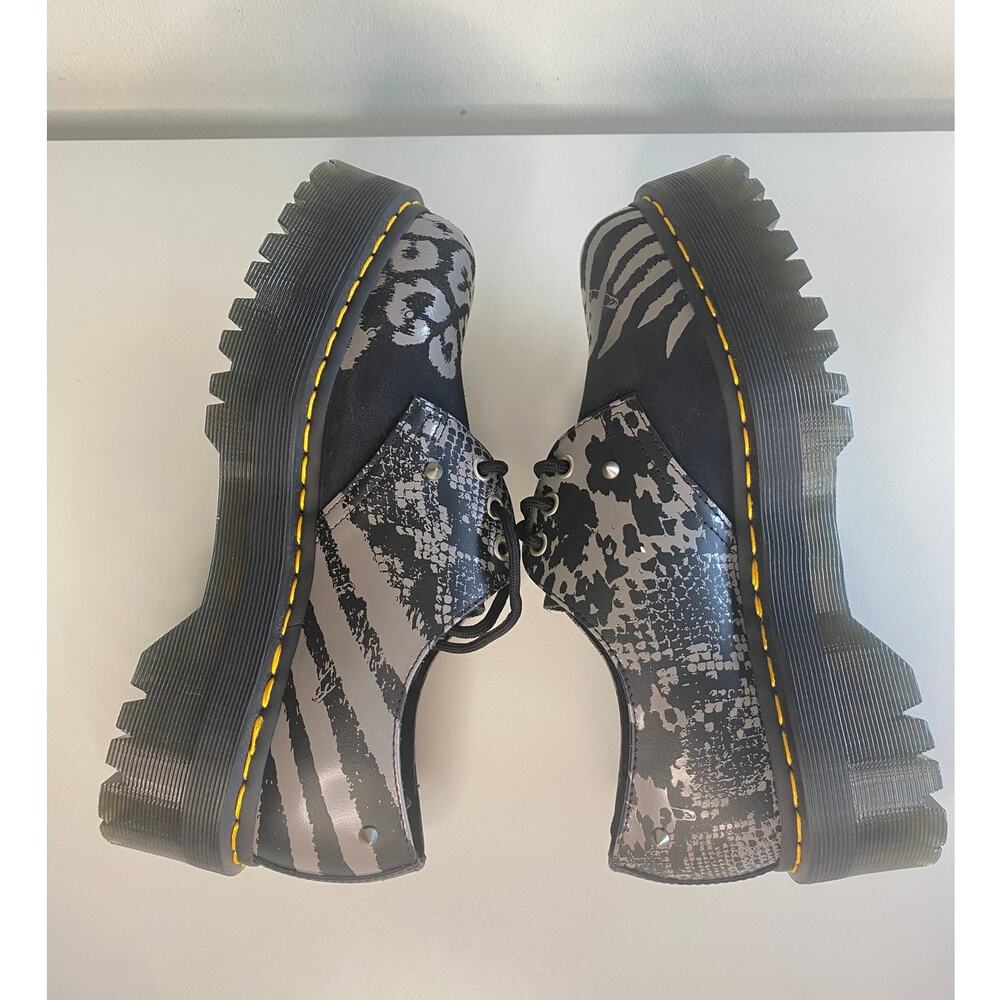 DR MARTENS 1461 Quad Animal Clash Studded Platform Shoe Size W9 M8 Black Gray - Picture 9 of 12